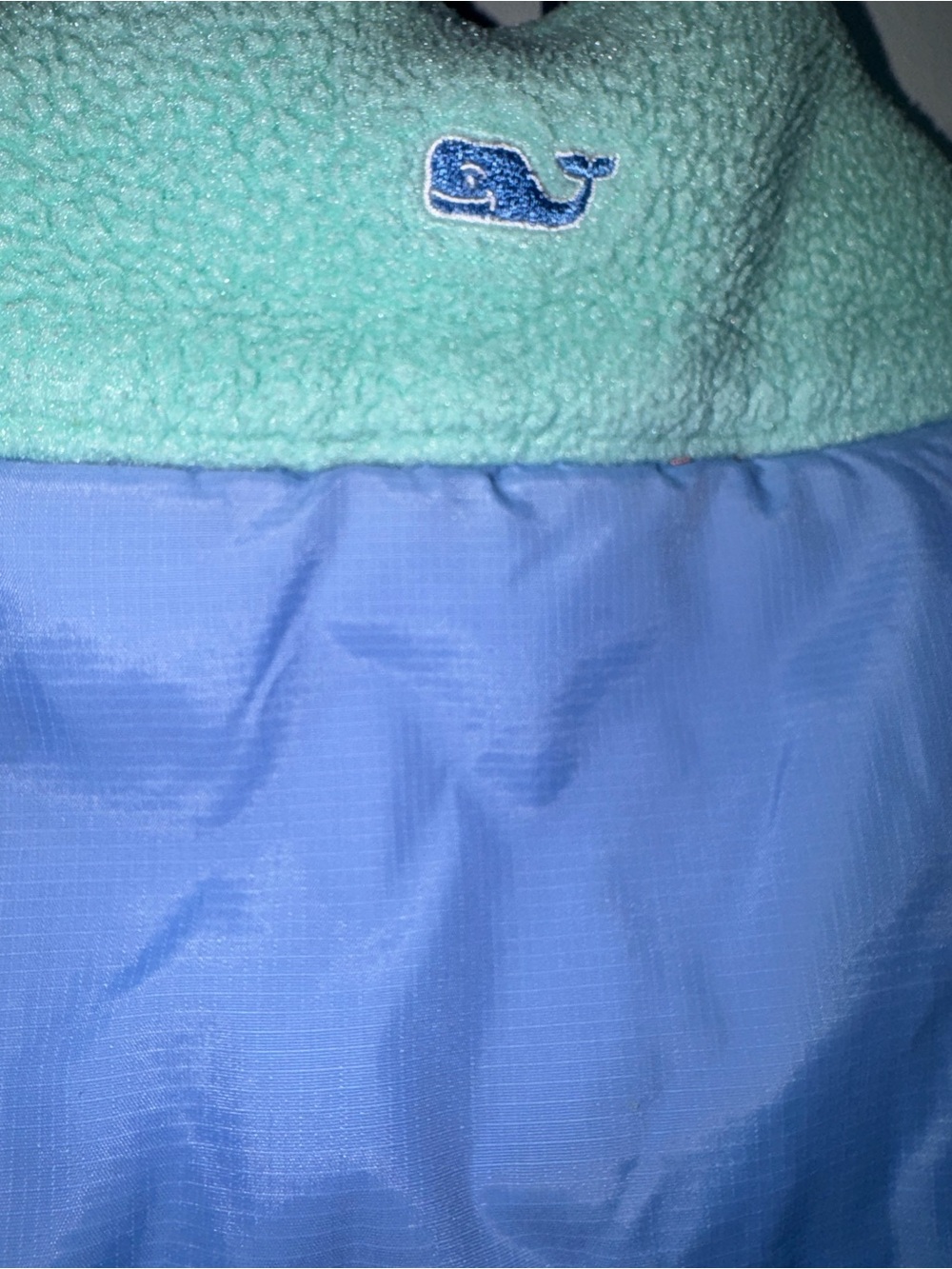 Vineyard Vines Mint Green & Periwinkle Blue Sherpa Fleece 1/4 Zip Pullover XL - Picture 5 of 6